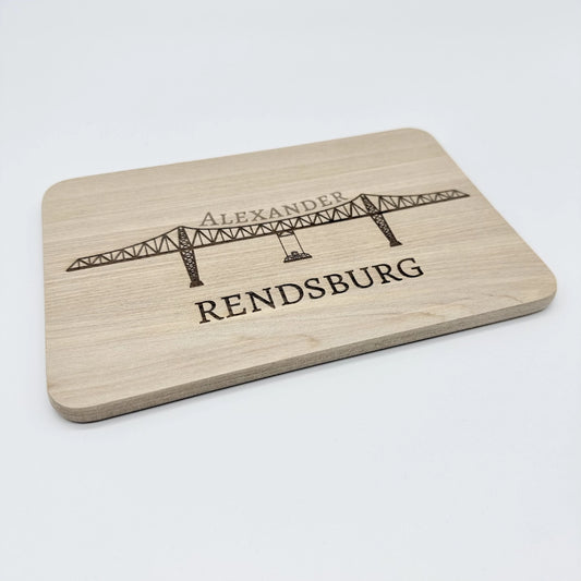 Personalisiertes Frühstücksbrettchen "Rendsburg Hochbrücke"