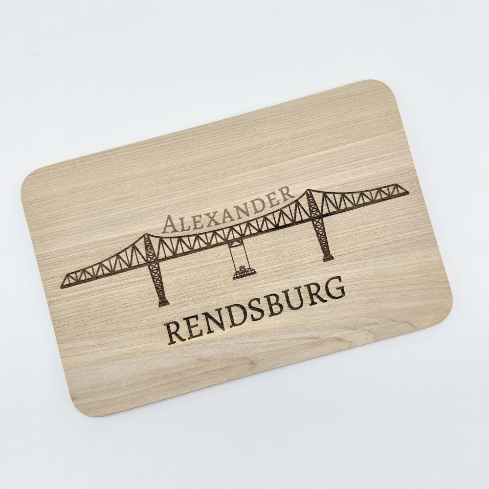 Personalisiertes Frühstücksbrettchen "Rendsburg Hochbrücke"