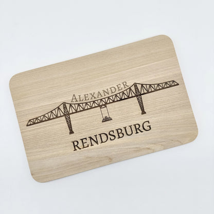 Personalisiertes Frühstücksbrettchen "Rendsburg Hochbrücke"