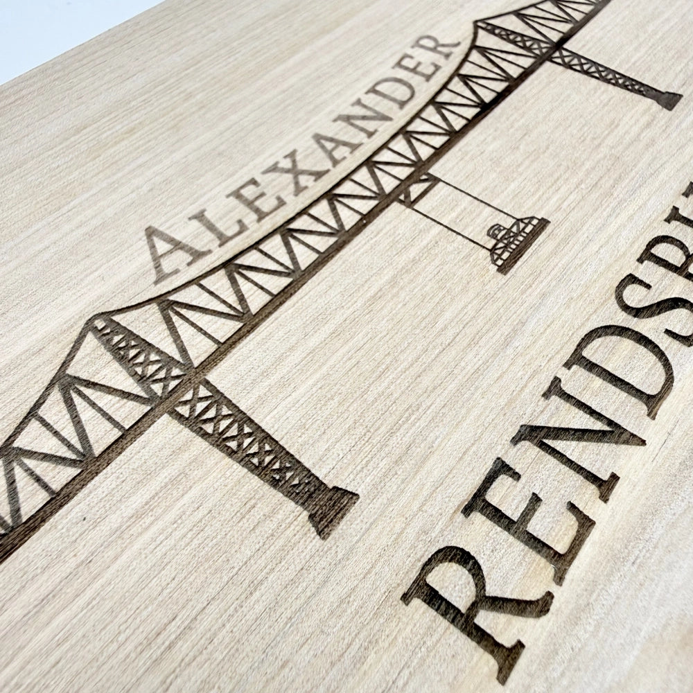 Personalisiertes Frühstücksbrettchen "Rendsburg Hochbrücke"