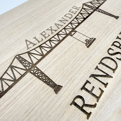 Personalisiertes Frühstücksbrettchen "Rendsburg Hochbrücke"