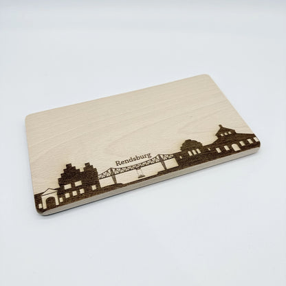Kleines Frühstücksbrettchen "Rendsburg Skyline"
