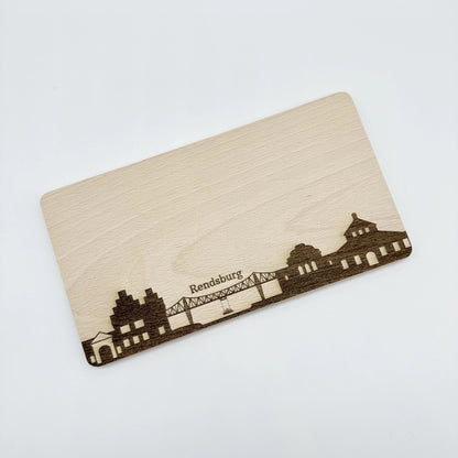 Kleines Frühstücksbrettchen "Rendsburg Skyline"