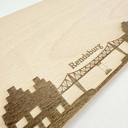 Kleines Frühstücksbrettchen "Rendsburg Skyline"