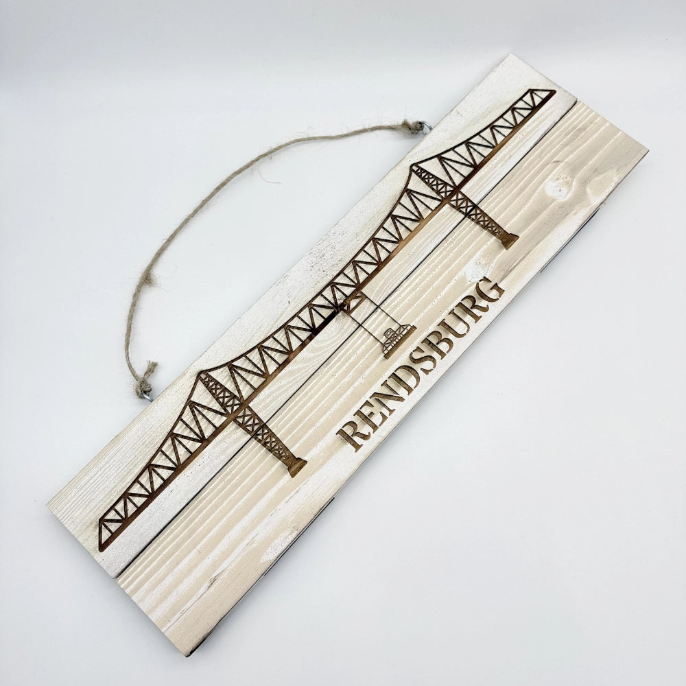 Großes Dekoschild "Hochbrücke Schwebefähre Rendsburg"
