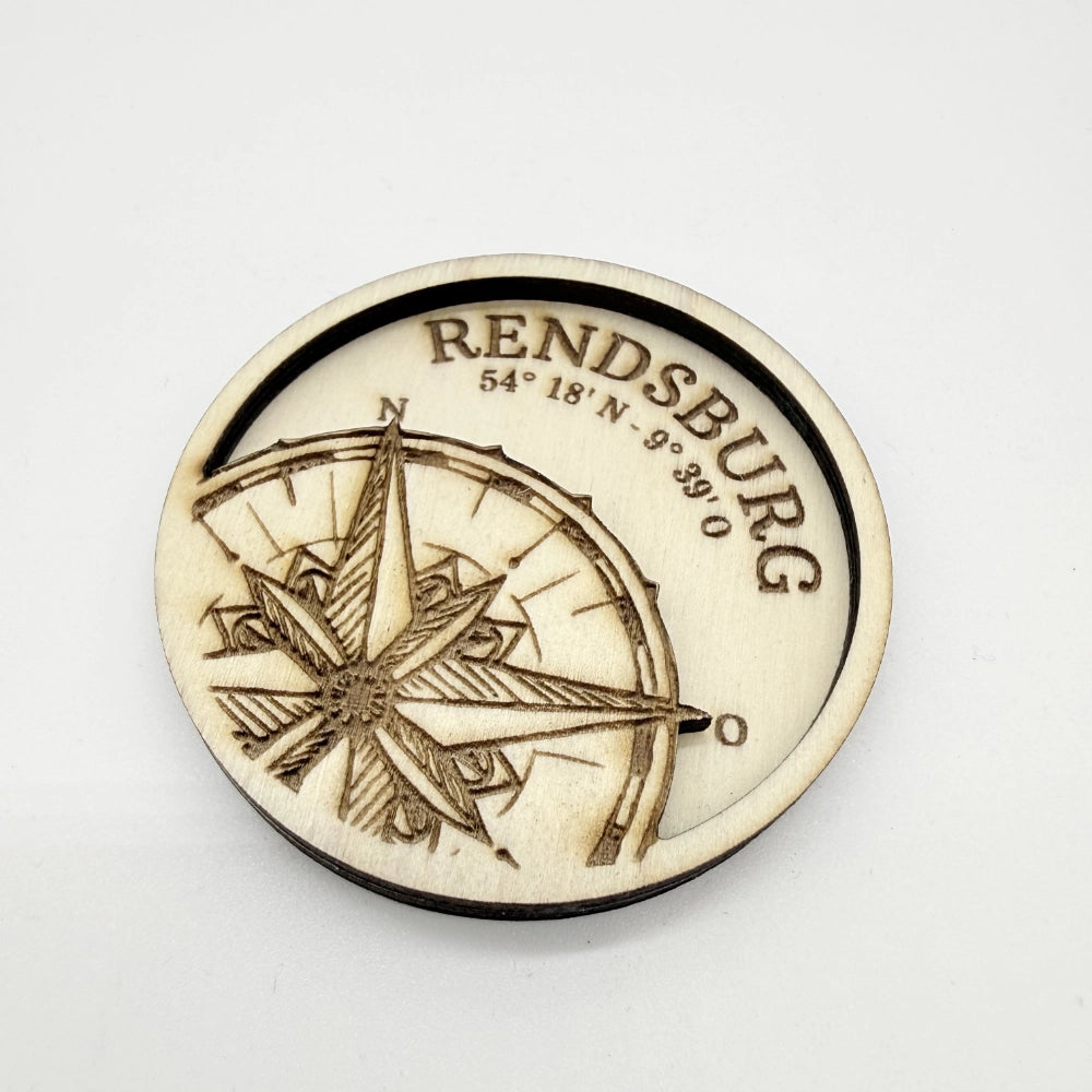 Doppelschicht-Magnet "Kompass Rendsburg"