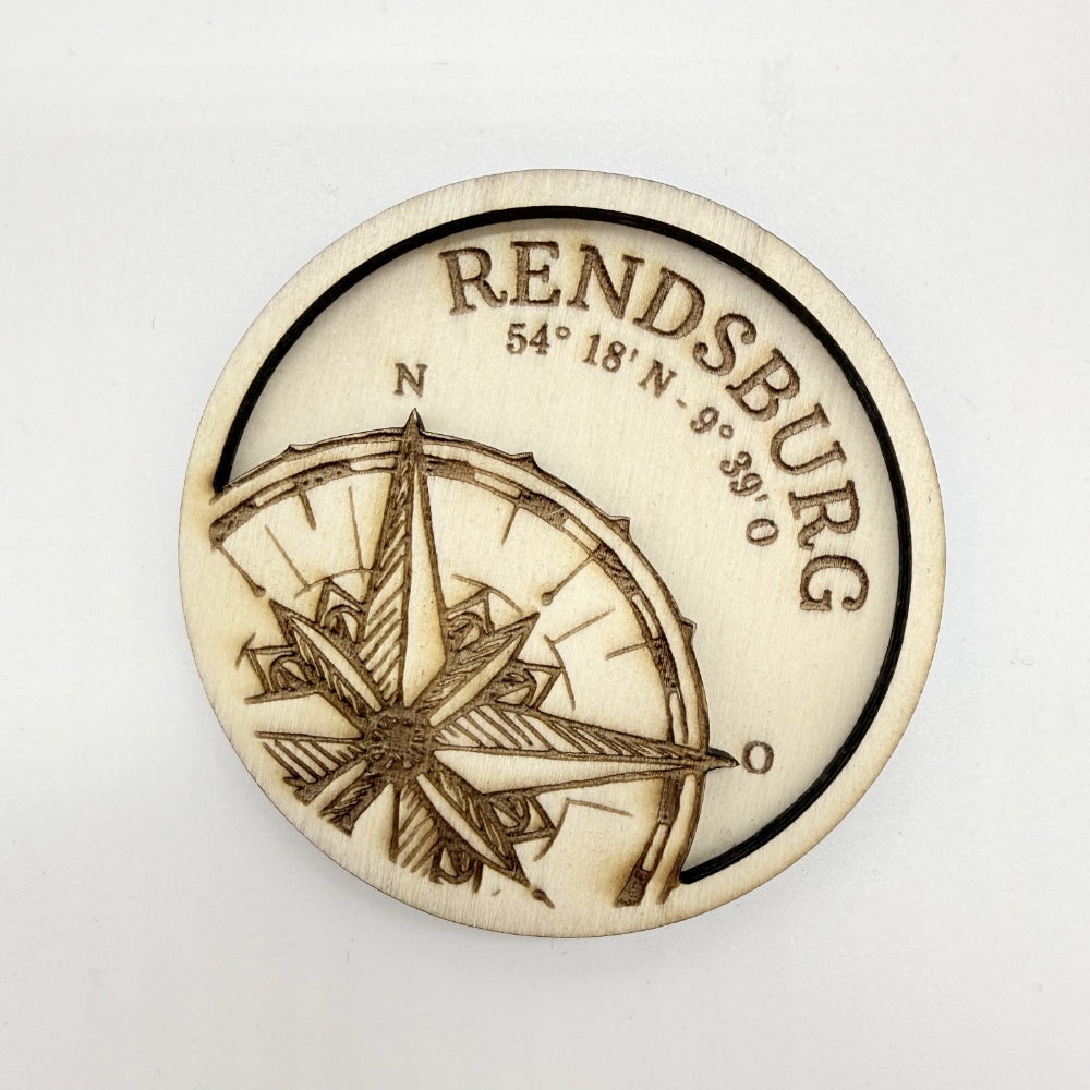 Doppelschicht-Magnet "Kompass Rendsburg"