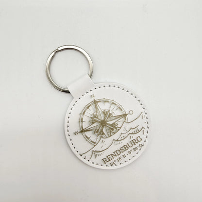 Runder Schlüsselanhänger mit Fach für Chip "Rendsburg Kompass"