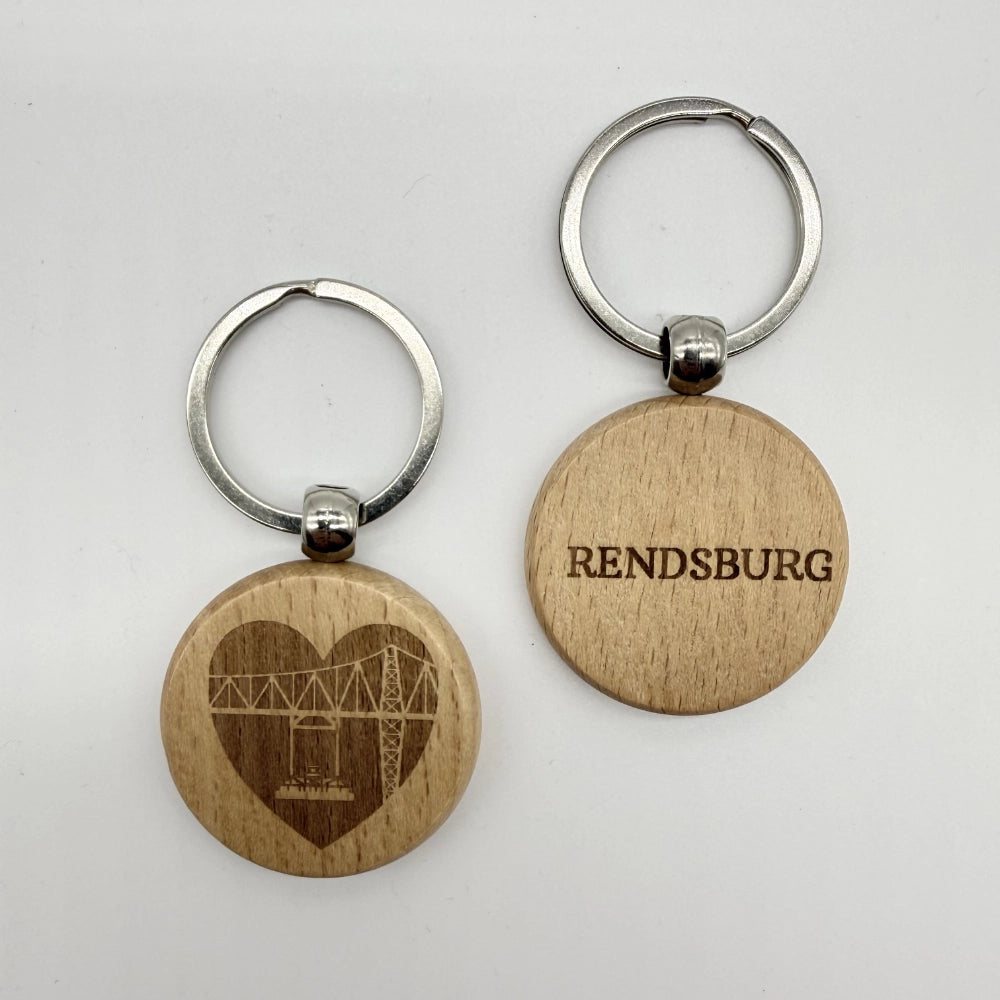 Runder Schlüsselanhänger "Herz Schwebefähre Rendsburg"