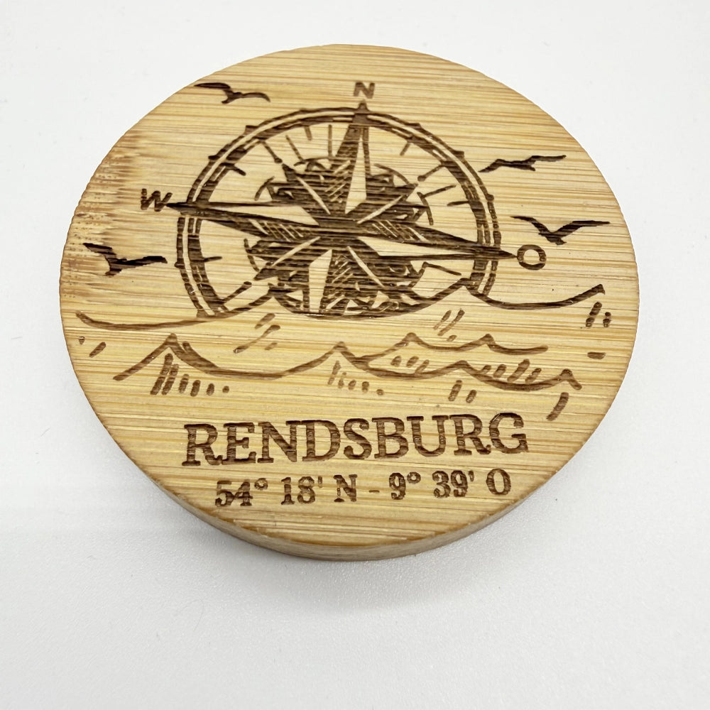 Flaschenöffner-Magnet "Kompass Rendsburg"