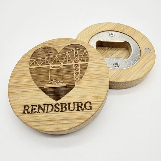 Flaschenöffner-Magnet "Herz Schwebefähre Rendsburg"