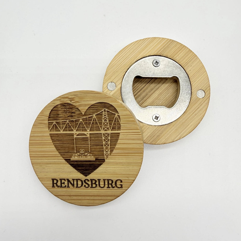 Flaschenöffner-Magnet "Herz Schwebefähre Rendsburg"