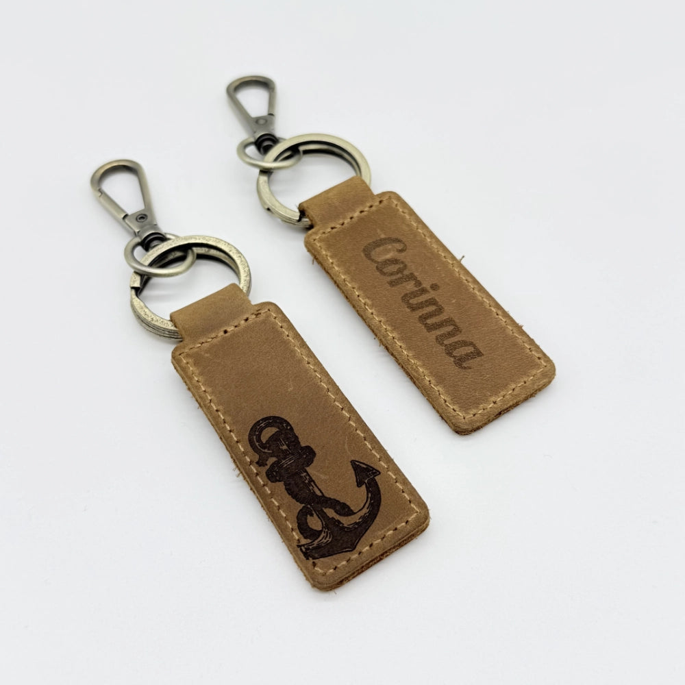 Personalisierter Leder-Schlüsselanhänger "Anker"