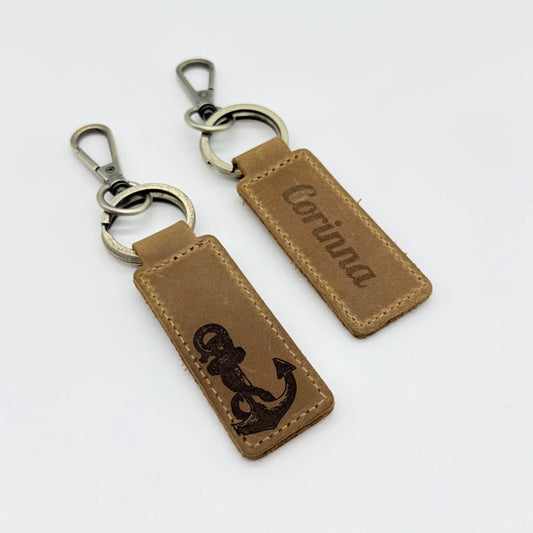 Personalisierter Leder-Schlüsselanhänger "Anker"