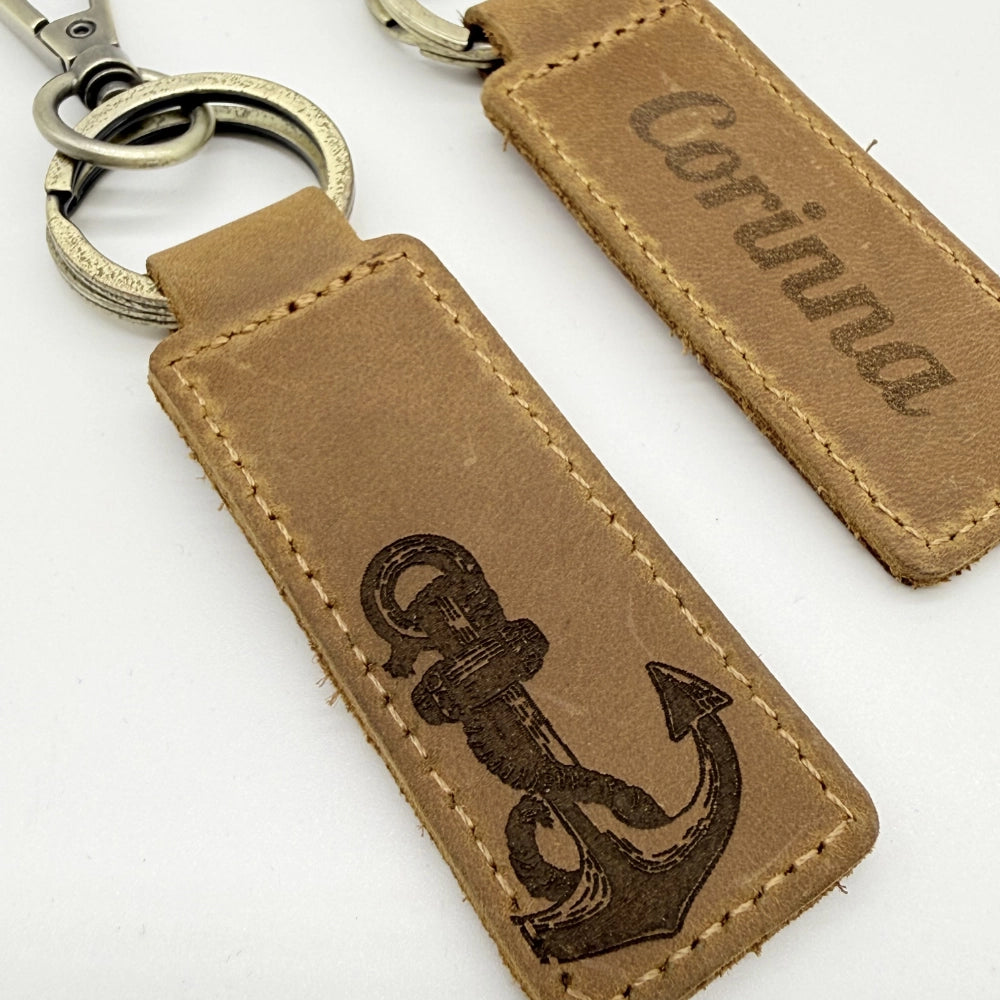 Personalisierter Leder-Schlüsselanhänger "Anker"