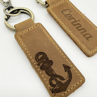 Personalisierter Leder-Schlüsselanhänger "Anker"