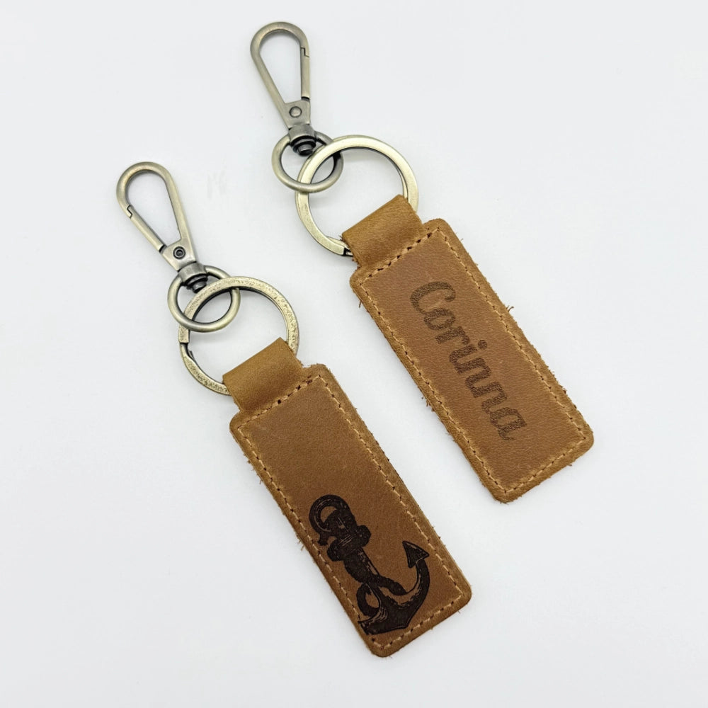 Personalisierter Leder-Schlüsselanhänger "Anker"