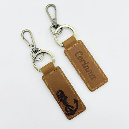 Personalisierter Leder-Schlüsselanhänger "Anker"