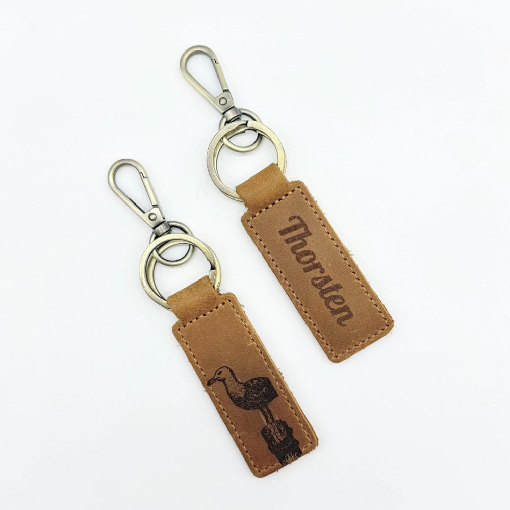 Personalisierter Leder-Schlüsselanhänger "Möwe"