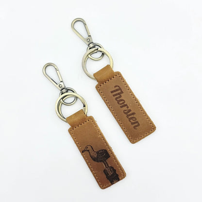 Personalisierter Leder-Schlüsselanhänger "Möwe"