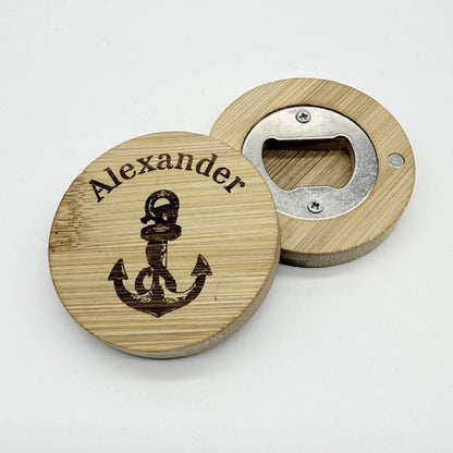 Personalisierter Flaschenöffner-Magnet "Anker"