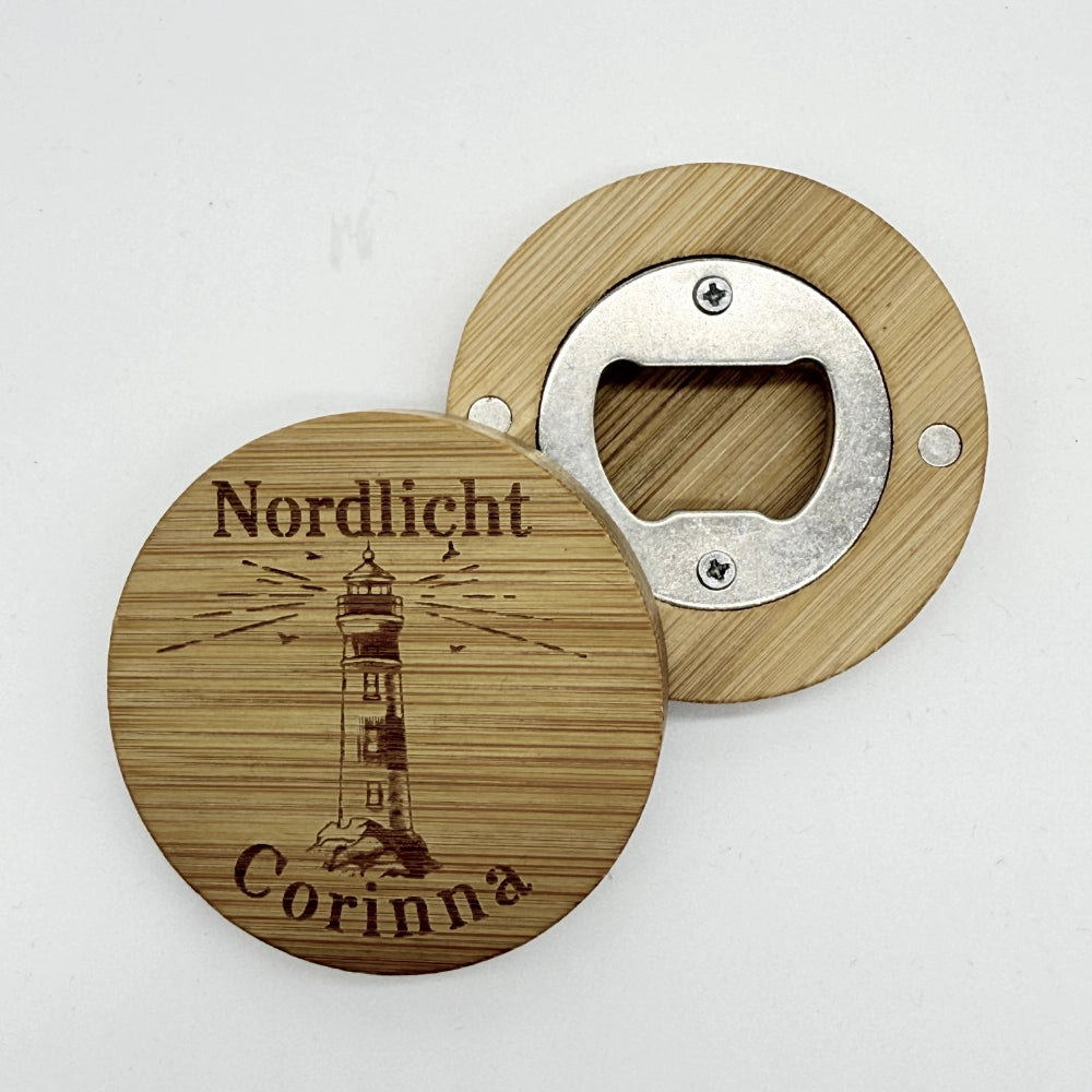 Personalisierter Flaschenöffner-Magnet "Leuchtturm"