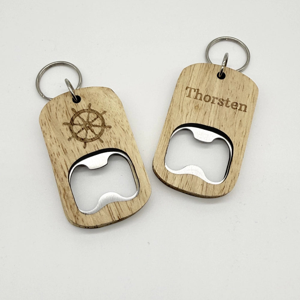 Personalisierter Flaschenöffner Schlüsselanhänger "Steuerrad"