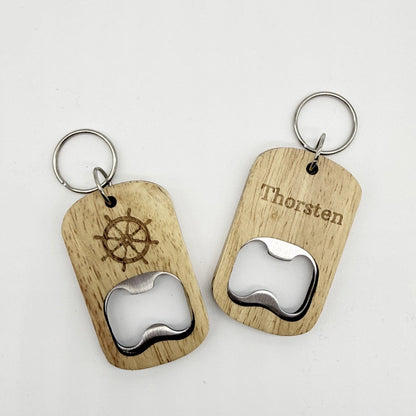 Personalisierter Flaschenöffner Schlüsselanhänger "Steuerrad"