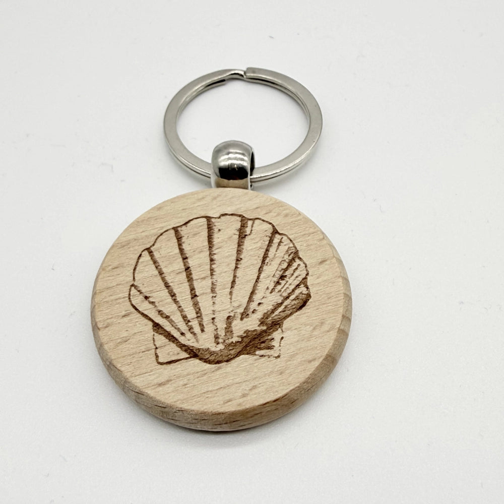 Personalisierter runder Schlüsselanhänger "Muschel"