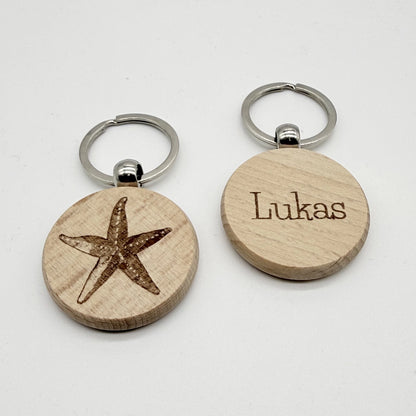 Personalisierter runder Schlüsselanhänger "Seestern"