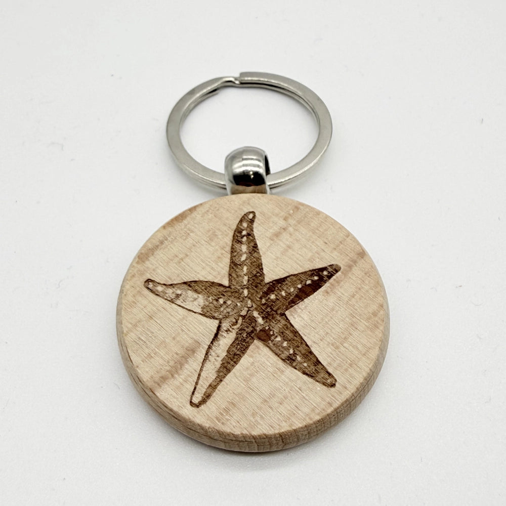 Personalisierter runder Schlüsselanhänger "Seestern"