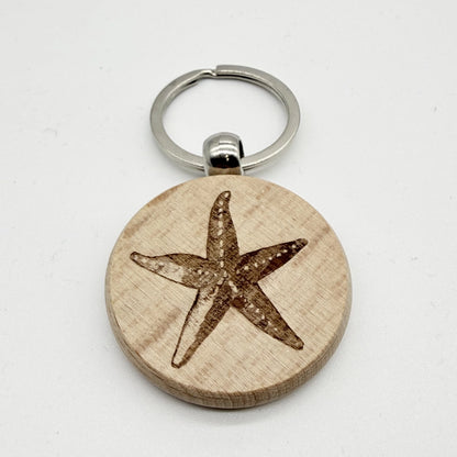 Personalisierter runder Schlüsselanhänger "Seestern"