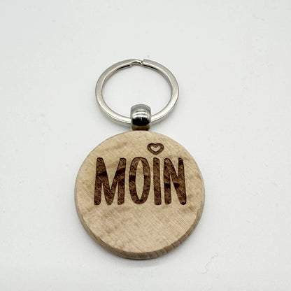 Personalisierter runder Schlüsselanhänger "Moin"
