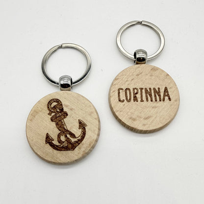 Personalisierter runder Schlüsselanhänger "Anker"