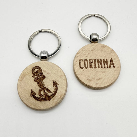Personalisierter runder Schlüsselanhänger "Anker"