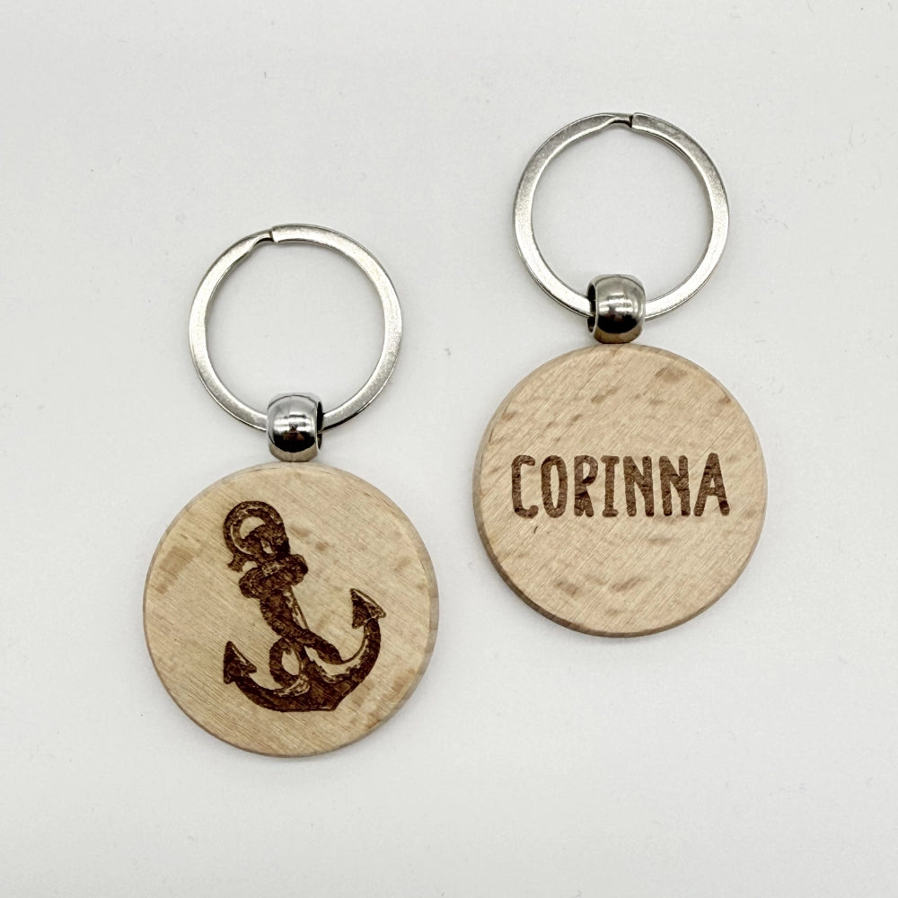 Personalisierter runder Schlüsselanhänger "Anker"