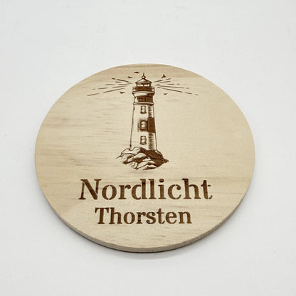Personalisierter Holz-Untersetzer "Nordlicht"