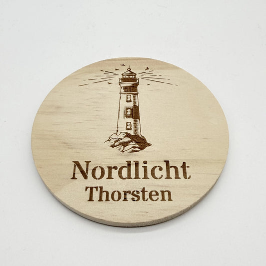 Personalisierter Holz-Untersetzer "Nordlicht"