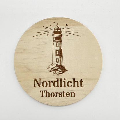 Personalisierter Holz-Untersetzer "Nordlicht"