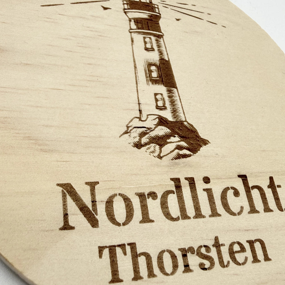 Personalisierter Holz-Untersetzer "Nordlicht"