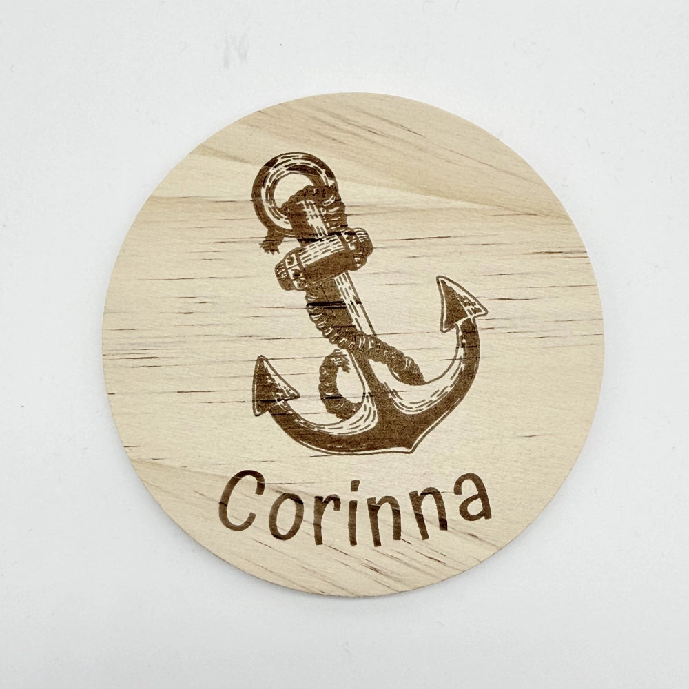 Personalisierter Holz-Untersetzer "Anker"