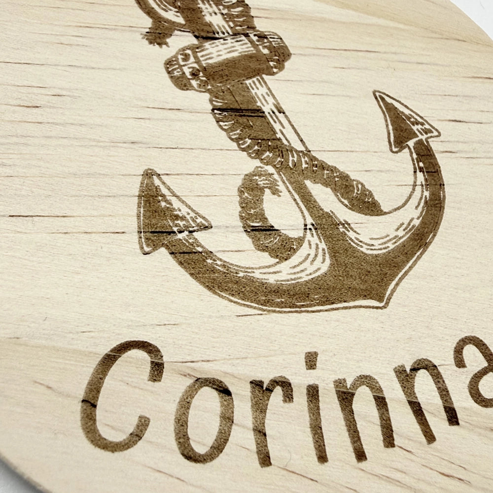 Personalisierter Holz-Untersetzer "Anker"