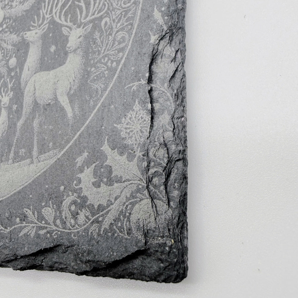 Weihnachtsuntersetzer aus Schiefer "Winterwald"