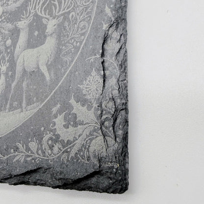 Weihnachtsuntersetzer aus Schiefer "Winterwald"