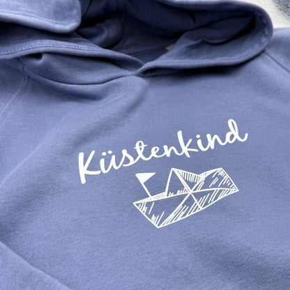 Kinder Bio Hoodie "Küstenkind" blau
