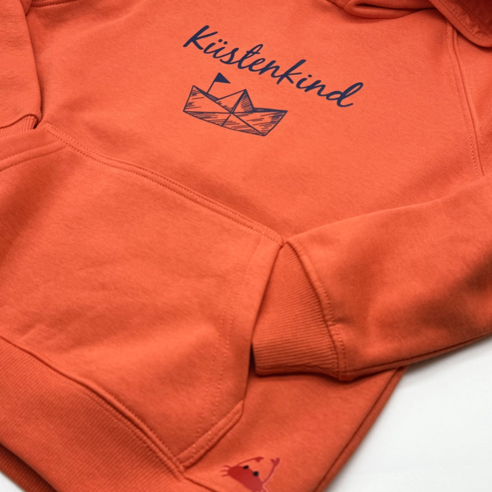 Kinder Bio Hoodie "Küstenkind" orange