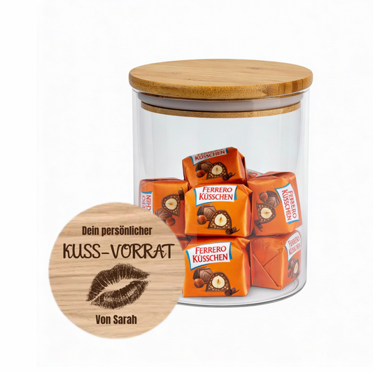 Personalisiertes Vorratsglas "Dein persönlicher Kuss-Vorrat"