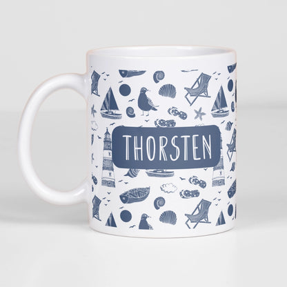 Personalisierte Keramik-Tasse "Collage Maritim"