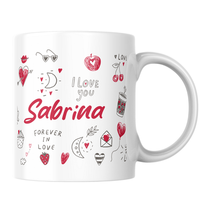 Personalisierte Keramik-Tasse "Collage Liebe"