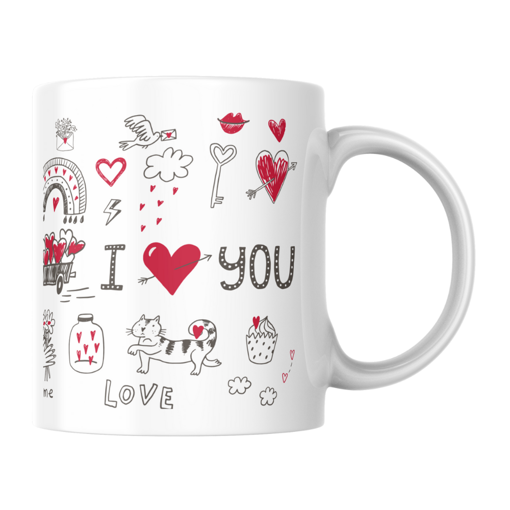 Personalisierte Keramik-Tasse "Collage Liebe"